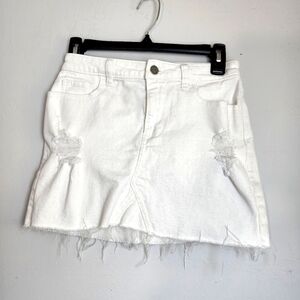 Hollister White High Rise Vintage Stretch Distressed Hem Women's Skirt Size 1